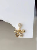 Sallantılı Fiyonk Kurdela Model Kıkırdak Piercing Tragus Helix Altın Gold Renk Küpe - 1