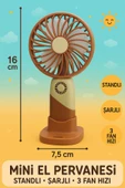 Ayver Şarjlı 3 Farklı Fan Hızında Standlı Mini El Pervanesi Masa Vantilatör El Fanı - 1