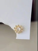Çiçek Model Kıkırdak Piercing Tragus Helix Altın Gold Renk Küpe - 1