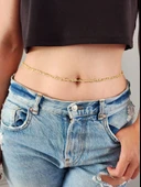 Top Zincir Örme Altın Kaplama Gold Renkli Bel Zinciri- Vücut Zinciri thumbnail 2