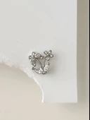 Kelebek Çiçek Model Kıkırdak Piercing Tragus Helix Gümüş Renk Küpe - 1