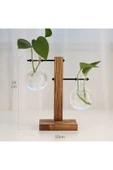Hidroponik Bitki Vazosu Vintage Ahşap Stand thumbnail 2