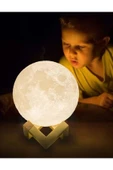Dekoratif Işıklı Ay Küre Gece Lambası 3D Ay Standlı 15 cm - 1