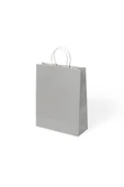 BÜKÜM SAPLI KAĞIT ÇANTA 18X8X24 GÜMÜŞ 12 Lİ - 1
