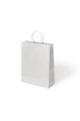 BÜKÜM SAPLI KAĞIT ÇANTA BEYAZ 18X8X24 12 Lİ - 1
