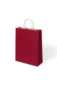 BÜKÜM SAPLI KAĞIT ÇANTA BORDO  25X12X31 12 Lİ - 1