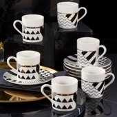 GÜRAL PORSELEN Camelia 12 Parça 6 Kişilik Kahve Takımı Siyah 62501 thumbnail 1