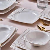 GÜRAL PORSELEN Caroline 54 Parça 12 Kişilik Yemek Takımı 6729 thumbnail 3