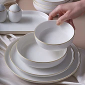 GÜRAL PORSELEN Bilbao 19 Parça 4 Kişilik Yemek Takımı Altın Yaldız 20 thumbnail 2