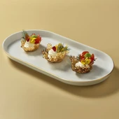 GÜRAL PORSELEN Bilbao 2 Parça 30x16 Cm Kayık Tabak Mat Altın File - 1