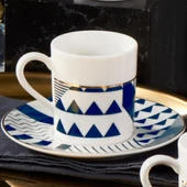 GÜRAL PORSELEN Camelia 12 Parça 6 Kişilik Kahve Takımı Lacivert 62501 thumbnail 3