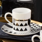 GÜRAL PORSELEN Camelia 12 Parça 6 Kişilik Kahve Takımı Siyah 62501 thumbnail 3