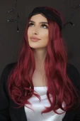 Caş Dekorasyon Isıya Dayanıklı Yarımay Çıt Çıt Saç - 39# - Şarap Kızıl - Dalgalı - 60 cm - 110 gr - 4