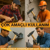 Beylini Balyoz Başlığı Çelik Uçlu Sivri Yassı Çift Taraflı Profesyonel Yıkım İnşaat Şantiye Sanayi Balyozu - 5