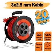 Plastik Makaralı Monofaze Uzatma Kablosu 3x2.5 mm 20 Metre Seyyar CCA Alüminyum Alaşım Kablo 4 Priz thumbnail 1