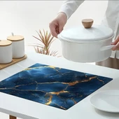 55 CM x 45 CM ALTIN DAMARLI MAVİ MERMER TEMALI TEZGAH ÜSTÜ BULAŞIK KURUTMA MATI BULAŞIKLIK KURUTMA ÖRTÜSÜ thumbnail 1