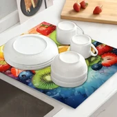 55 CM x 45 CM SERİN MEYVE TASARIMI TEZGAH ÜSTÜ BULAŞIK KURUTMA MATI BULAŞIKLIK KURUTMA ÖRTÜSÜ - 3