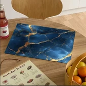 55 CM x 45 CM ALTIN DAMARLI MAVİ MERMER TEMALI TEZGAH ÜSTÜ BULAŞIK KURUTMA MATI BULAŞIKLIK KURUTMA ÖRTÜSÜ thumbnail 2