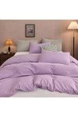 Sheri Home Tekstil Pure Lilac Çift Kişilik Nevresim Seti(YORGAN KILIFI 2 Lİ YASIK KILIFI) %100 Pamukmürdüm - 1
