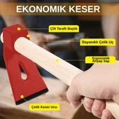 Beylini 400 GR Çelik Keser Ekonomik Dayanıklı Odun Bahçe Ot Çift Yönlü Ahşap Ergonomik Saplı Profesyonel - 2