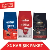 Lavazza Crema e Gusto Classico + Qualita Rossa + Espresso Barista Gran Crema Çekirdek Kahve (1000gr) 3'Lü Paket - 1