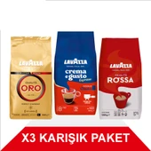 Lavazza Qualita Oro + Crema e Gusto Classico + Qualita Rossa Çekirdek Kahve (1000gr) 3'Lü Paket - 1