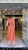 ÖNÜ PENCERE DETAYLI MİDİ ELBİSE - 4