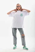 Unisex Baskılı Oversize T-Shirt - Beyaz thumbnail 6