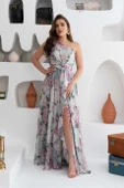 ELBİSE SIFON EMPIRME DESEN UZUN TEK OMUZ thumbnail 11