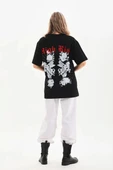 Unisex Baskılı Oversize T-Shirt - Siyah - 8