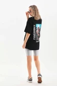 Unisex Baskılı Oversize T-Shirt - Siyah thumbnail 4
