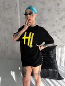 Unisex Nakış İşlemeli T-Shirt - Siyah thumbnail 1