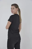 Kadın Yandan Fermuarli Slim fit T-shirt - Siyah - 1