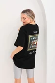 Unisex Baskılı Oversize T-Shirt - Siyah thumbnail 7