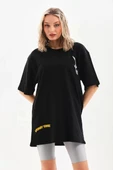 Unisex Baskılı Oversize T-Shirt - Siyah - 7