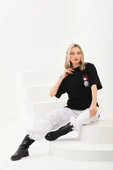 Unisex Baskılı Oversize T-Shirt - Siyah - 7