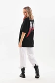 Unisex Baskılı Oversize T-Shirt - Siyah thumbnail 6