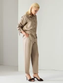 KETEN KUMAŞ KOLU BÜZGÜ DETAYLI GÖMLEK - 3