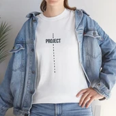 Unisex Kadın Bisiklet Yaka Baskılı T-Shirt - Beyaz - 1