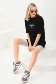 Unisex Baskılı Oversize T-Shirt - Siyah thumbnail 8
