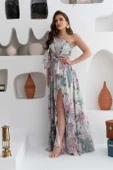 ELBİSE SIFON EMPIRME DESEN UZUN TEK OMUZ thumbnail 12