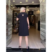 YILDIZ TAŞ BASKILI ÇİZGİ VE PAYET GARNİLİ ELBİSE thumbnail 4