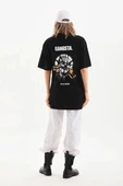 Unisex Baskılı Oversize T-Shirt - Siyah - 2