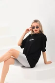 Unisex Baskılı Oversize T-Shirt - Siyah thumbnail 6