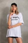 Unisex Baskılı Oversize T-Shirt - Beyaz thumbnail 5