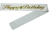 Happy Birthday Kuşak Beyaz Üzeri Altın - 1