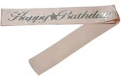 Happy Birthday Kuşak Pudra Pembe Üzeri Gümüş - 1