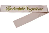 İyiki Doğdun Kuşak Pudra Pembe Üzeri Altın - 1
