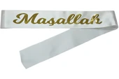 Maşallah Yazılı Kuşak Beyaz Üzeri Altın - 1