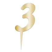 3 Rakam Altın Pleksi Pasta Süsü 7 cm - 1